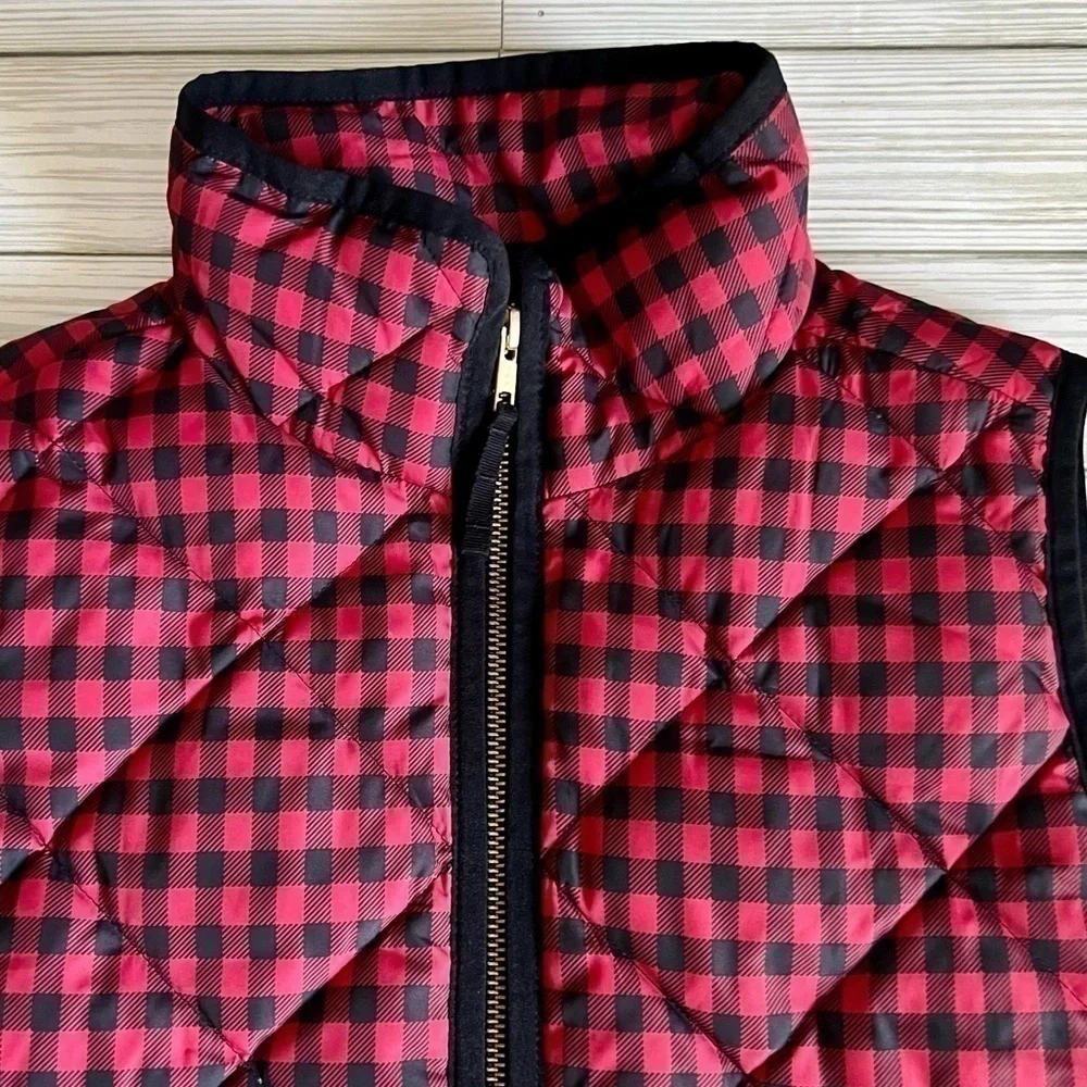 J. CREW Women’s Excursion‎ Gingham Down Puffer Buffalo Vest XS Preppy Lumberjack